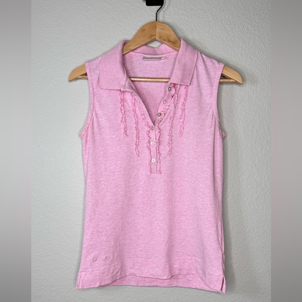 Daily Sports Sleeveless Polo Tank Top Women’s M Pink Heather Collared Golf Shirt